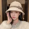 Sombrero de Pescador de Felpa de Pelo de Conejo para Mujer, Estilo Coreano Versátil de Alta Gama para Otoño e Invierno, Sombrero de Cubo para Circunferencia de Cabeza Grande, Sombrero de Cubo de Invierno