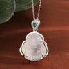 Colar Buda Maitreya de Prata Esterlina S925 Diamante Calcedônia Branca Novo Chinoiserie Simples Luxo Acessível Requintada Estátua de Buda Jade Corrente Clavicular