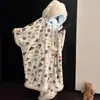 Bata de Pijama de Franela con Estampado de Dibujos Animados y Orejas de Conejo Lindas XinXuan