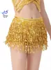 Falda de Lentejuelas con Borlas Danza del Vientre Cadera Vibrante Vestido Cadena de Cintura con Lentejuelas y Borlas Bohemio