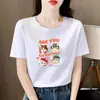 Camiseta Feminina Manga Curta Tendência Ásia Central e do Sul, Verão Estilo Coreano Fofa Estampa de Desenho Animado Ins Top para Estudante, Comércio Exterior