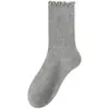 Calcetines de Algodón con Borde Enrollado para Otoño e Invierno, Calcetines de Media Pantorrilla para Mujer, Calcetines de Encaje sin Costuras, Calcetines Personalizados de Venta Caliente al por Mayor 2026 de la Empresa de Calcetines Zhuji