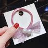 Diadema de lazo de estilo fresco para mujer, estilo coreano, con cinta de encaje de hadas y perlas, banda para el cabello, accesorios para el cabello