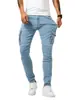 Pantalones Casuales de Trabajo para Hombre AliExpress Amazon Pantalones de Trabajo de Mezclilla para Hombre Pantalones de Trabajo Multibolsillo para Hombre Azul Claro