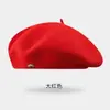 Boina de Lana con Forro Grueso, Gorro de Punto, Hecho a Medida en Fábrica, Sombrero de Artista Otoño e Invierno para Mujer, Personalizado Retro, En Stock Venta al por Mayor