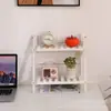 Estante de Almacenamiento de Escritorio de Madera Maciza de Doble Capa, Organizador de Dormitorio Estudiantil Estilo Ins, Soporte de Escritorio para Plantas Verdes y Suculentas