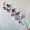 9 Cabeças de Phalaenopsis Francesa 3D Decoração de Casamento Casa Flores Artificiais Flores Falsas Exibição de Hotel Conjunto de Arranjo Floral para Casamento