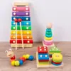 Instrumento Musical Infantil de Oito Tons Enfiando Relógio de Anel Conjunto de Quatro Peças Placa em Forma de Coluna Minhoca Torcida Brinquedos Educativos para Bebês Atacado