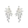 Brincos de Noiva Mais Vendidos no Exterior Design Original Moda Feminina Flor de Cerâmica Strass Liga Acessórios para Brincos Venda por Atacado