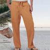 2023 Verano Transfronterizo para Hombre Hip-hop Suelto Transpirable Lino Suelto Casual Deportes Color Sólido Pantalones con Cordón Elástico