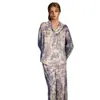 Pijama Ruso Oversize de Jungla Manga Larga Gama Alta Otoño e Invierno Seda de Hielo Cómodo Conjunto de Ropa de Casa