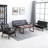 Sofá individual de cuero minimalista moderno nórdico de madera maciza de tres plazas para cafetería, sofá de dos plazas para sala de estar para espacios pequeños
