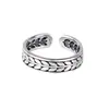 Anillo de paz retro para hombre, estilo moderno y genial, anillo para el dedo índice, plata tailandesa de imitación envejecida, espiga de trigo, anillo individual para hombre