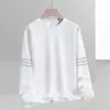 Camiseta masculina de manga comprida para outono e inverno, marca da moda, corte solto, espessa, camiseta básica casual, moletom estampado de gola redonda para jovens estudantes
