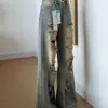 Jeans flare largo desfiado estilo retrô americano para mulheres, calças retas soltas de cintura alta para primavera/verão, calças compridas