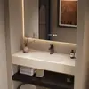 Estilo de Lujo Ligero Estilo Italiano Encimera Integrada Curvada por Calor Lavabo de Baño Inteligente Hotel Juego de Lavabo para Baño Enf Grado