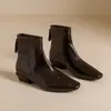 Botas Estilo Coreano para el Trabajo con Tacón Grueso Botas tipo Martin Otoño Cortas hasta el Tobillo Cierre Trasero Punta Cuadrada Adelgazantes Botas Versátiles de Moda Botas Chelsea para Mujer