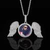 Venta Caliente Transfronteriza Alas de Ángel Grandes Redondo Colgante de Foto Micro-incrustado Zircón Marco de Fotos de Recuerdo Personalizado Collar de Ángel