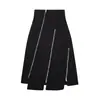 Saia Assimétrica de Primavera e Outono Casual Slim-fit Cintura Alta Feminina Zíper Fenda Nicho Saia Evasê Tendência Saia de Envolver o Quadril
