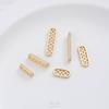 Zircón oval poroso con baño de oro de 14 quilates que conserva el color, espaciador para pulsera de perlas de doble fila, accesorios para pulseras DIY hechas a mano con cuentas
