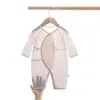 Macacão Borboleta para Recém-Nascido, Estilo Verão Fino Sem Capuz, Roupa para Ar Condicionado, Macacão com Estampa Floral, Macacão de Engatinhar com Proteção Dupla na Barriga