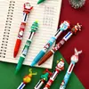 Caneta Esferográfica de Natal 4 Cores Caneta Multifuncional para Diário Caneta de Tinta a Óleo Colorida para Estudante Prêmios Infantis Presente de Feriado Caneta Multicolor