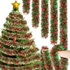 Guirlanda de Fita de Espuma Vermelha e Verde Popular de Natal da Amazon Transfronteiriça 9cm 2m Tiras de Lã de Seda Grossas e Finas Criptografadas para Dropshipping