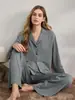 Pijamas Europeus e Americanos para Outono e Inverno para Mulheres, Cardigans Casuais e da Moda, Calças de Manga Longa, Roupas de Casa Soltas, Conjuntos de Duas Peças