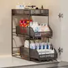 Estante de almacenamiento extraíble debajo del fregadero, caja de almacenamiento multicapa debajo del mueble del baño, cesta abatible debajo del lavabo, estante en capas