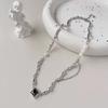 Corea del Sur Collar de Perla Barroca Nueva Circonita Blanco Negro Cadena Trendy Dulce Cool Spice Nicho Accesorios Lujo Ligero