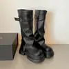 Botas de Plataforma Retro Blancas Hasta la Rodilla con Tacón Grueso para Mujer 2026 Nuevo Otoño Botas de Montar que Aumentan la Altura