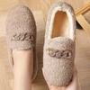 Loafers mulheres outono e inverno estilo coreano quente de sola grossa Novos sapatos de pelúcia lisos todos os pares de algodão acolchoado roupas externas da mãe forrado de lã