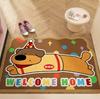 Tapete de Entrada Temático de Cachorro, Capacho Antiderrapante com Laços de Seda, Carpete Cortável Personalizável para Hall de Entrada, Confortável