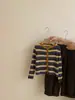 Conjunto de dos piezas para niña, nuevo, estilo coreano de otoño, top a rayas de manga larga de moda y pantalones casuales de color liso de moda
