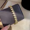 Pulseira Corrente de Cristal Quadrado Empilhado Fecho com Zircônia Banhado a Ouro 18k Corrente de Mão Minimalista Cool Joia de Mão Simples e Fashion