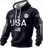 Sudadera con Capucha Impresa en 3D para Hombre, Temática del Día de la Independencia Estadounidense, Sudadera sin Cierre Holgada, Chaqueta de Marca de Moda Transfronteriza
