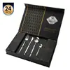 Juego de cubiertos de acero inoxidable Amazon transfronterizo, cuchillo, tenedor y cuchara portugueses, juego de 24 piezas, traje de caja de regalo de cuchillo, tenedor y cuchara occidentales para bistec