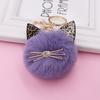 Chaveiro com pingente de pelúcia de gato com orelhas de leopardo bolsa escolar bolsa de bagagem acessórios de pelúcia de gatinho fofo