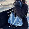 Bolsa de Ombro Jeans Grande Capacidade Casual Moda Simples Estilo Acadêmico Versátil Moda Bolsa de Viagem Bolsa Transversal