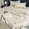 Novedad Primavera y Verano 2026 Colcha de Verano de Seda Lavada, Colcha Refrescante de Verano, Colcha para Aire Acondicionado, Cubre Cama Juego de Cuatro Piezas