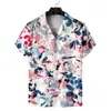 Camisa hawaiana de hombre transfronteriza con estampado 3D de manga corta y solapa, camisa de vacaciones para hombre con cuello cubano para figura