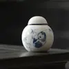 Tarro de Té de Porcelana Blanca Pintado a Mano de las Dinastías Tang y Song, Juego de Té Kung Fu, Color Bajo Vidriado, Panda Jugando con Bambú, Mini Tarro de Polvo, Tarro de Almacenamiento para Uso Doméstico