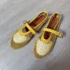 Sandalias de Estilo Red de Pesca Nuevas Transfronterizas Europeas y Americanas, Sandalias de Talla Grande, Zapatos Mary Jane para Mujer, Dorados Huecos al por Mayor Talla Grande