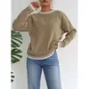Suéter Feminino Moda Exportação, Gola Redonda, Novo Estilo Outono e Inverno 2026, Color-Blocking, Pulôver Casual, Suéter Solto, Blusa Feminina