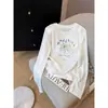 Camiseta de algodón de manga larga para mujer, modelo 2026, con cuello redondo, corte regular y estampado de copos de nieve, moderna y elegante, top rejuvenecedor, perfecta como capa base para el otoño
