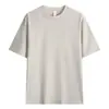 Camiseta 230g com Ombro Caído, Costura Tripla, Caimento Solto, Cor Lisa Versátil, Gola Redonda, Manga Curta, Camiseta Branca Unissex, Camada Base