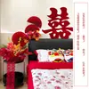 Adornos de Flores Artificiales para Mesita de Noche de Dormitorio de Boda con Palabras Felices Linterna de Decoración Romántica Set de Boda Suministros de Decoración para Habitación de Boda