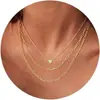 Cadena de Papel con Cadena de Cuchilla Simple y Única Collar en Capas de Plata Joyería para Mujer Venta al por Mayor Cobre