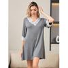 Ropa de casa sexy de punto de encaje transfronterizo, cuello en V, algodón modal puro, talla grande para mujer, suelta, comercio exterior, manga media, camisón