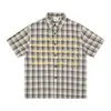 Camisa a Cuadros Juvenil Estilo Japonés Savagebase con Estampado de Oro y Plata de Nicho Camisa Casual de Algodón Suelta de Manga Corta